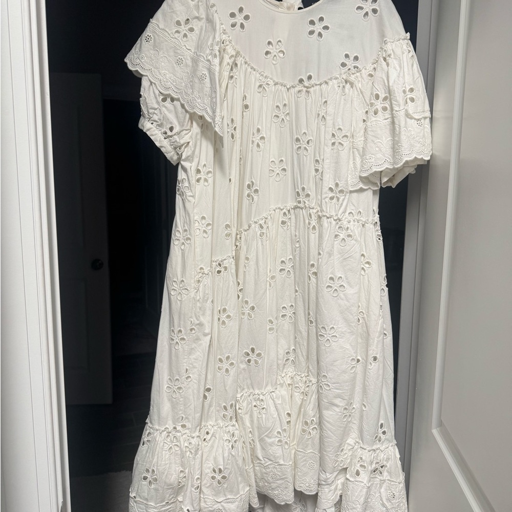 Simone Rocha White Eyelet Ruffle Dress